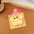 Plush yellow star hair clip with pink bow and silver star detail on display card - Yellow Cute Plush Star Hair Clip - Small Bowknot