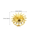 Detailweergave van gouden zon- en maanring met afmetingen van 27mm en 18mm op witte basis - Verstelbaar Open / Zon & Maan / Goud