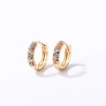 Créoles dorées serties de zircons colorés dans un style minimaliste et élégant - Plaqué Or 16K Zirconium Multicolore (Grand)