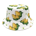 Bob en coton blanc avec motif de maïs cartoon et feuilles vertes pour protection solaire - M (56-58cm) / Blanc