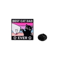 Enamel pin with Best Cat Dad Ever text and black cat paw high-five design - Best Cat Dad