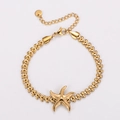 Dettaglio del bracciale a spiga di grano placcato oro 18k con ciondolo a stella marina e gancio - Stile Ciondolo Stella Marina Texturizzato (AMLYT425-3)