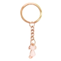 Detail shot of the rose gold metal keyring with a pink cat pendant on white background - Pink (1 Cat Charm)