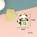 Detailed front and back view of Mahjong Panda enamel pendant with size and weight measurements - Panda Holding 'Fa' Tile-Style 2