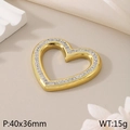Golden heart pendant with sparkling white rhinestones for DIY necklace jewelry - Rhinestone Edge Heart Style (KLJ126-Z)