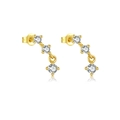 Elegant s925 silver stud earrings with curved white zircons in a gold-plated finish - Gold