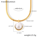 Dettagli della collana a serpente in titanio con perla sintetica e occhio di tigre - Collana di perle d'oro