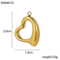 Detail view of heart-shaped gold pendant measuring 2.0cm by 1.5cm for jewelry making - Polished Heart-Gold