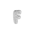 Polished silver letter F pendant charm with clear zircon stones for DIY bracelets - Letter F / Silver