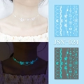 Glow in the dark lace bow and butterfly temporary tattoo sticker in white and fluorescent blue - JSN-024 (Luminous Lace Bow)