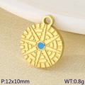Goldener Nordstern-Anhänger mit blauem Stein, 12x10mm Edelstahl-Charm für DIY-Schmuck - Blaues Zentrum Sonnenstrahl Stil (KLJ9521-ZLA) / 12x10mm