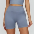 Short de yoga sans couture taille haute bleu brume avec texture côtelée et gaine de maintien - Bleu aster