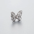 Silver butterfly screw back ear stud in titanium steel with sparkling cubic zirconia - Single Piece / Silver Hollow Butterfly Style (A017-6#)