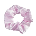 Elegant solid pink satin scrunchie with a glossy silk-like finish and elastic band - Light Pink