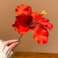 Épingle à cheveux élégante en tissu fleur d'hibiscus rouge pour chignons stylés - Épingle À Cheveux N° 51 - Rouge - Fleur À Cinq Pétales