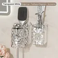 Portaspazzolino a parete con motivo a ghiacciaio e spremi dentifricio a forma di coniglio - Argento Trasparente Bicchiere Singolo + Distributore Dentifricio + Fiocco + Coniglio