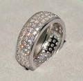 Elegant silver wide band ring for women featuring multi-row cubic zirconia pavé setting - Ur0678b
