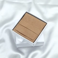 Brown microfiber jewelry pouch with white drawer gift box on silk background - 6.2x6.2cm / Brown