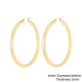 Classic gold hoop earrings for women, 60mm inner diameter with 5mm thick polished finish - Gold Inner Diameter 60mm Thickness 5mm (KE105501-LO)