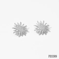 Silberne Sonnenblumen-Ohrstecker aus 316 Edelstahl mit funkelnden klaren Straßsteinen - Silber