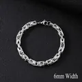 6mm wide silver stainless steel Byzantine chain bracelet for men with lobster clasp - 21cm / Silver/6mm V-Shape Byzantine Bracelet