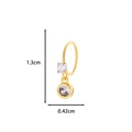 Detail view of gold earrings with double zircon inlays showing 1.3cm height dimension - Prong Set Pendant (1# Golden) / 1# Golden