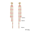 Pink resin bead tassel earrings in gold-tone stainless steel with 70mm drop length - Gold-Peach Pink