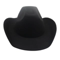 Classic black western cowboy hat with wide upturned brim and felt texture for unisex style - Black (No Accessories)