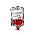 Creative alloy enamel brooch shaped like a blood bag with red hearts and energy text - Infusion Bag/Supplement Energy