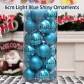 6cm light blue Christmas ball ornaments with shiny matte and glitter finish in a cylinder box - Light Blue Mixed Style / 6cm