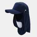 Détail du chapeau de soleil bleu marine avec masque respirant et large protège-nuque - Réglable / Bleu marine