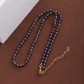 Lapis lazuli beaded necklace with gold spacer beads and adjustable lobster clasp - 3MM Diameter / Lapis Lazuli