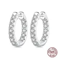 Minimalist 925 sterling silver hoop earrings with shimmering moissanite stones - Silver Style (MSE060) / With One Certificate