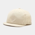 Detail view of beige cotton twill fabric and stitching on a short brim baseball cap - M (56-58cm) / Beige