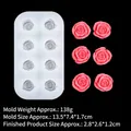 8-fach Rosen Silikonform mit rosa Blumen für DIY Schokolade und Kerzenherstellung - 3# Rosenform / Transparent