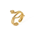 18k gold plated stainless steel snake wrap ring with 3.5cm adjustable open band - Double Loop Wrap Snake Head Style (NB-R2023014)