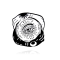 Broche créative en émail avec œil soleil-lune et bras mystiques entourant le badge - Style de Main Tenant l'Oeil Mystique (CC713)