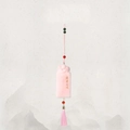 Pink tourmaline-style charm with lucky golden engraving and silk tassel decoration - 1214-4 Pink Tassel Hanging
