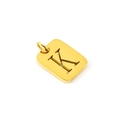 Polished gold stainless steel rectangular pendant featuring a hollow letter K design - Letter K (K-Pendant)