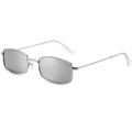 Retro small square metal sunglasses with silver frame and silver mirrored lenses - Silver Frame Silver Mirror Lens
