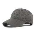Dark gray knitted crochet baseball cap with breathable openwork mesh design for women - Adjustable / Gray
