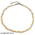 Two-tone woven snake chain necklace in gold and silver, length 40+5cm - Double Layer Woven Necklace / Gold and Silver Two-tone