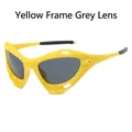 Occhiali da sole sportivi Y2K antivento con montatura giallo acceso e lenti grigio scuro - Montatura Gialla Lenti Grigie
