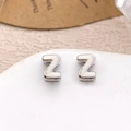 Polished silver letter Z stud earrings in minimalist 18K gold plated copper style - Silver Letter Z