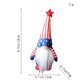 Patriotic 4th of July plush gnome in red white and blue with star patterns and dimensions - Independence Day Striped Hat Gnome Vertical Stripes (C3-3)