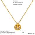 Detail van de 18k vergulde roestvrijstalen ketting met sprankelende zirkonia hanger - Volledige Zirkon Schijf Pave Stijl (SN169G-45CM)