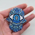Hamsa Hand Anhänger aus Acryl mit blauem bösen Blick und Mandala für DIY Schmuck - Stil 10