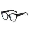 Classic black cat-eye fashion sunglasses with polished frames and blue light lenses - Black Frame