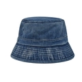 Classic washed blue denim bucket hat with reinforced stitching for men and women - M (56-58cm) / Blue