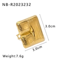Detail showing oversized square 18K gold ring with liquid texture and size measurements - Irregular Texture Square Style (NB-R20232232) / Gold